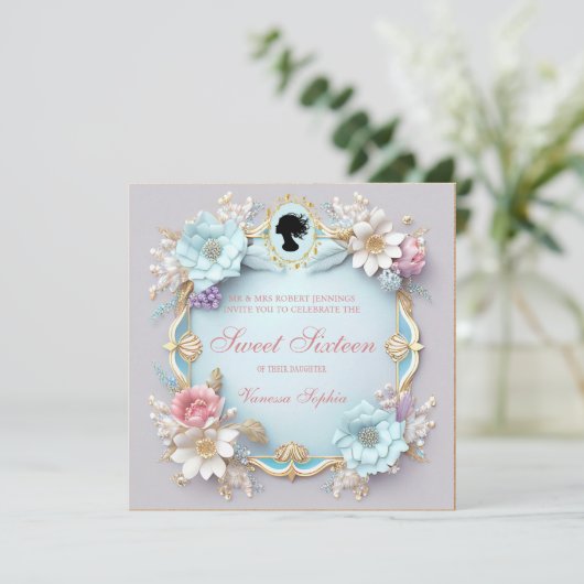 Regal Regency Era Sweet Zestien Uitnodiging (Staand voorkant)