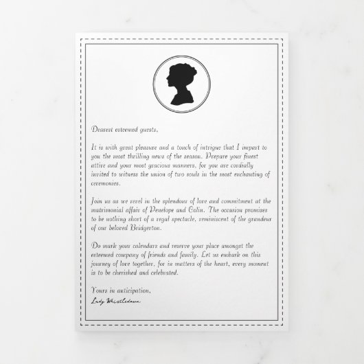 Regal Regency Tri-fold bruiloft uitnodiging (Cover)