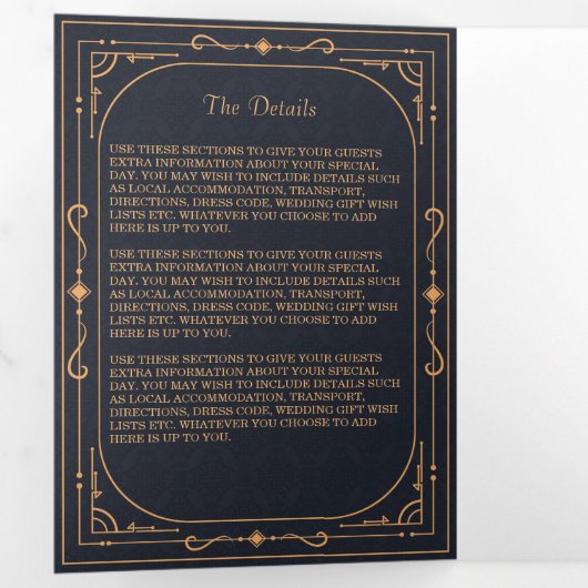 Regal Regency Tri-fold bruiloft uitnodiging (Binnenzijde eerst)