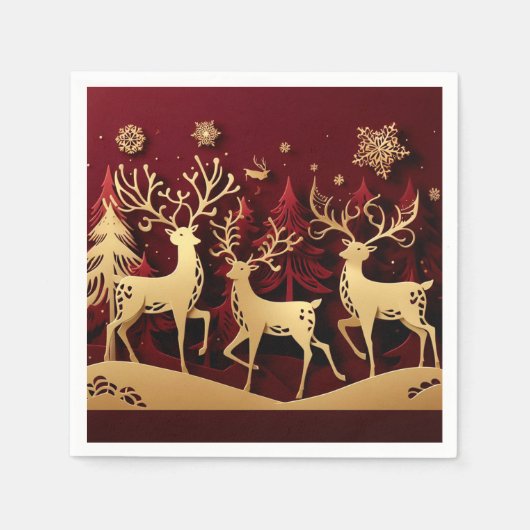 Regal Reindeer Ensemble – Paper-Cut Forest Servet (Voorkant)