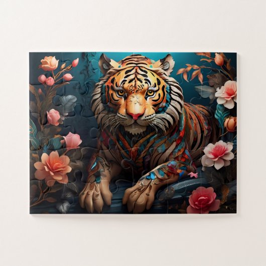 Regal Roar: Majestic Tijger Legpuzzel (Horizontaal)