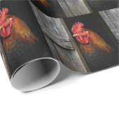 Regal Rooster gluren rond schuur deur Cadeaupapier (Rol Hoek)