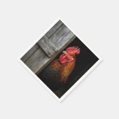 Regal Rooster gluren rond schuur deur Servet (Hoek)