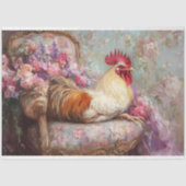 Regal Rooster Roze Romantische Blooms Decoupage Tissuepapier (Voorkant)