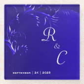 Regal Royal Blue bruiloft Glazen Onderzetter (Voorkant)