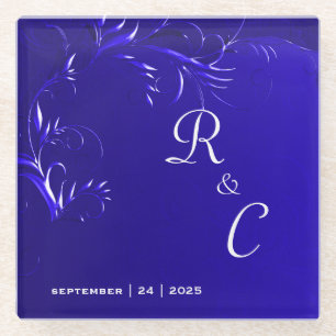 Regal Royal Blue bruiloft Glazen Onderzetter