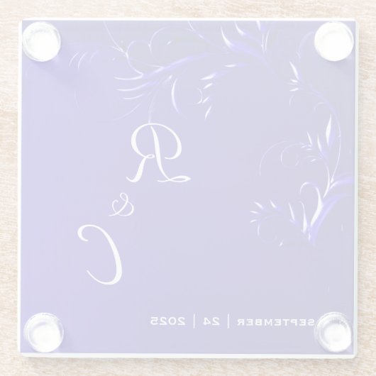 Regal Royal Blue bruiloft Glazen Onderzetter (Achterkant)