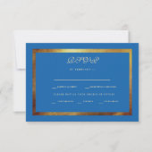 Regal Royal Blue & Gold Ethnic Wedding RSVP (Voorkant)