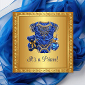 Regal Royal Blue Gold Prince Baby shower Kaart