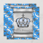 Regal Royal Blue Prince Baby shower Kaart (Voorkant / Achterkant)