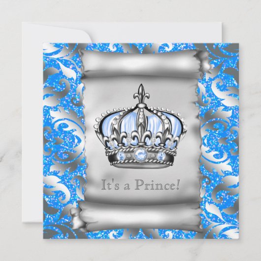 Regal Royal Blue Prince Baby shower Kaart (Voorkant)
