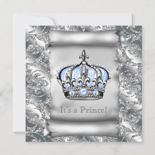 Regal Royal Blue Prince Baby shower Kaart (Voorkant)