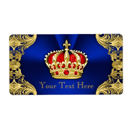 Regal Royal Blue Prince Baby shower Waterfles Etiket (Voorkant)