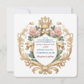 Regal Royal Crest Floral Wedding Elegant Romantic Kaart (Achterkant)