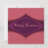 Regal Royal Fuchsia Lace Wedding Invitation Kaart (Voorkant)