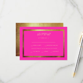 Regal Royal Pink & Gold Ethnic Wedding RSVP Kaartje