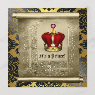 Regal Royal Red Prince Baby shower Kaart