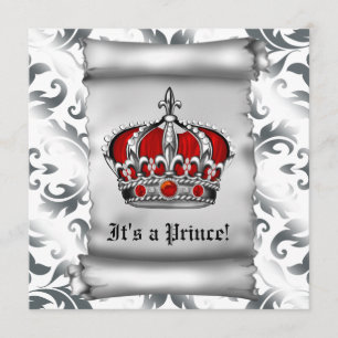 Regal Royal Red Prince Baby shower Kaart