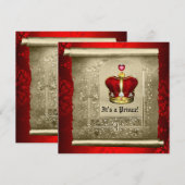 Regal Royal Red Prince Baby shower Uitnodiging (Voorkant / Achterkant)