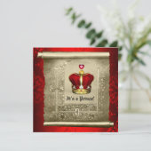 Regal Royal Red Prince Baby shower Uitnodiging (Staand voorkant)