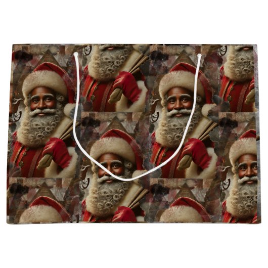Regal Santa met rendieren Groot Cadeauzakje (Voorkant)