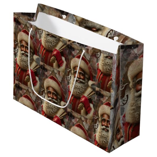 Regal Santa met rendieren Groot Cadeauzakje (Voorkant Gekanteld)
