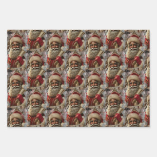 Regal Santa met rendieren Inpakpapier Vel