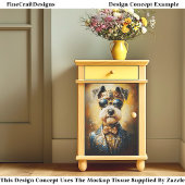 Regal Schnauzer Dog & Golden Crown EJ3 Decoupage Tissuepapier