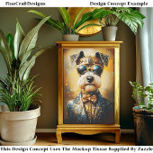 Regal Schnauzer Dog & Golden Crown EJ3 Decoupage Tissuepapier