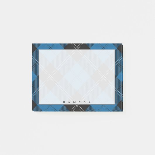 Regal Scottish Clan Ramsay Blue en Black Tartan Post-it® Notes (Voorkant)