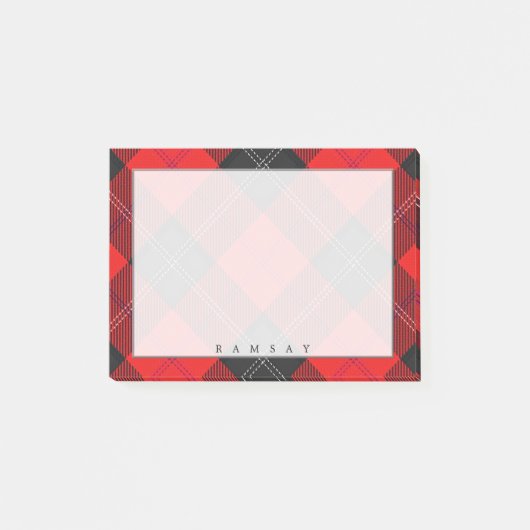 Regal Scottish Clan Ramsay Red en Black Tartan Post-it® Notes (Voorkant)