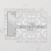 Regal Silver Damask Scroll All Occasion Invitation Kaart (Voorkant / Achterkant)