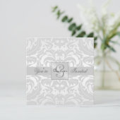 Regal Silver Damask Scroll All Occasion Invitation Kaart (Staand voorkant)