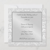 Regal Silver Damask Scroll All Occasion Invitation Kaart (Achterkant)
