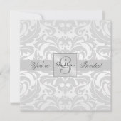 Regal Silver Damask Scroll All Occasion Invitation Kaart (Voorkant)