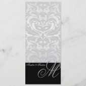 Regal Silver Monogram Damask Wedding Menu (Voorkant)