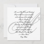 Regal Silver Monogram Damask Wedding Uitnodiging (Achterkant)