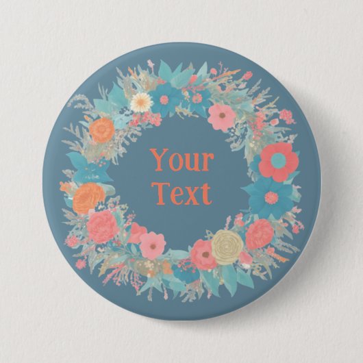 Regal Sinaasappel WIldflower Krans Lapel Broche Ronde Button 7,6 Cm (Voorkant)