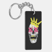 Regal Skull: Roze X-Eyed gekroonde kunst Sleutelhanger (Voorkant Links)