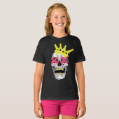Regal Skull: Roze X-Eyed gekroonde kunst T-shirt (Voorkant volledig)