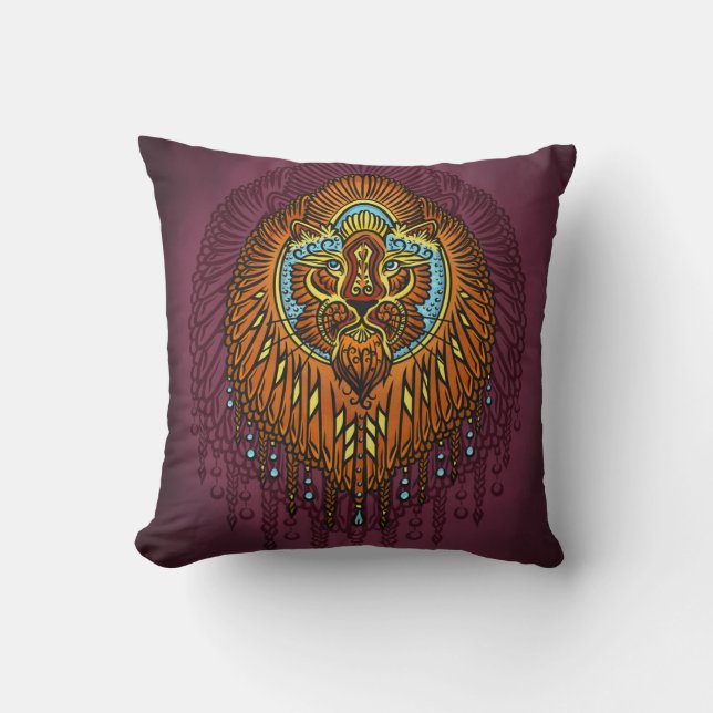 Regal Spirit Lion |  stam Mandala Roar Kussen (Voorkant)