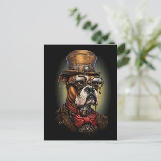 Regal Steampunk Boxer Dog In Pet Goggles Stropdas Briefkaart (Staand voorkant)