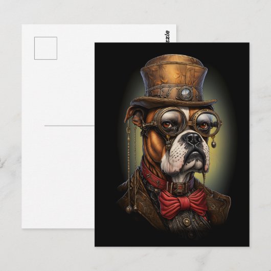 Regal Steampunk Boxer Dog In Pet Goggles Stropdas Briefkaart (Voorkant / Achterkant)