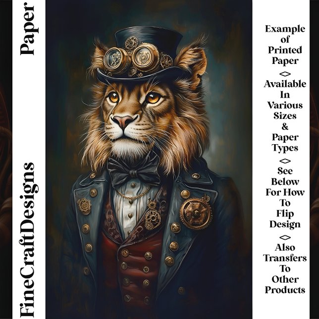 Regal Steampunk Lion Portrait CH9 Scrapbook Paper (Creator heeft geüpload)