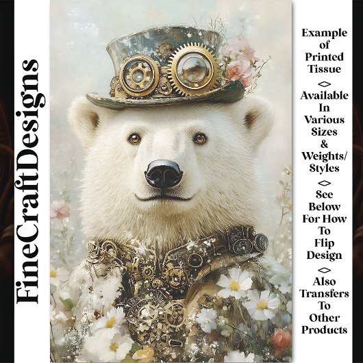 Regal Steampunk Polar Beer, Floral CB1 Decoupage Tissuepapier