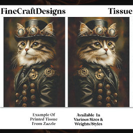 Regal Steampunk Tabby Cat Portrait DV2B Decoupage Tissuepapier