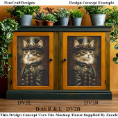Regal Steampunk Tabby Cat Portrait DV2B Decoupage Tissuepapier