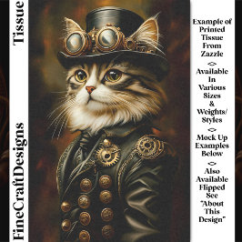 Regal Steampunk Tabby Cat Portrait DV2L Decoupage Tissuepapier
