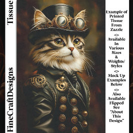Regal Steampunk Tabby Cat Portrait DV2R Decoupage Tissuepapier