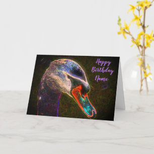 Regal Swan Fantasy Art Birthday Kaart
